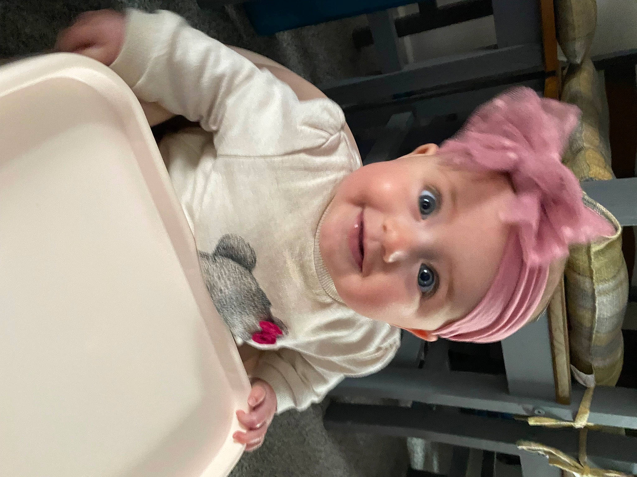 Jessie is registered to the contest to win money with this photo: baby, baby_products, baby_toddler_clothing, cheek, child, comfort, eyelash, fun, happy, joy, lip, mouth, nose, person, product, room, smile, toddler