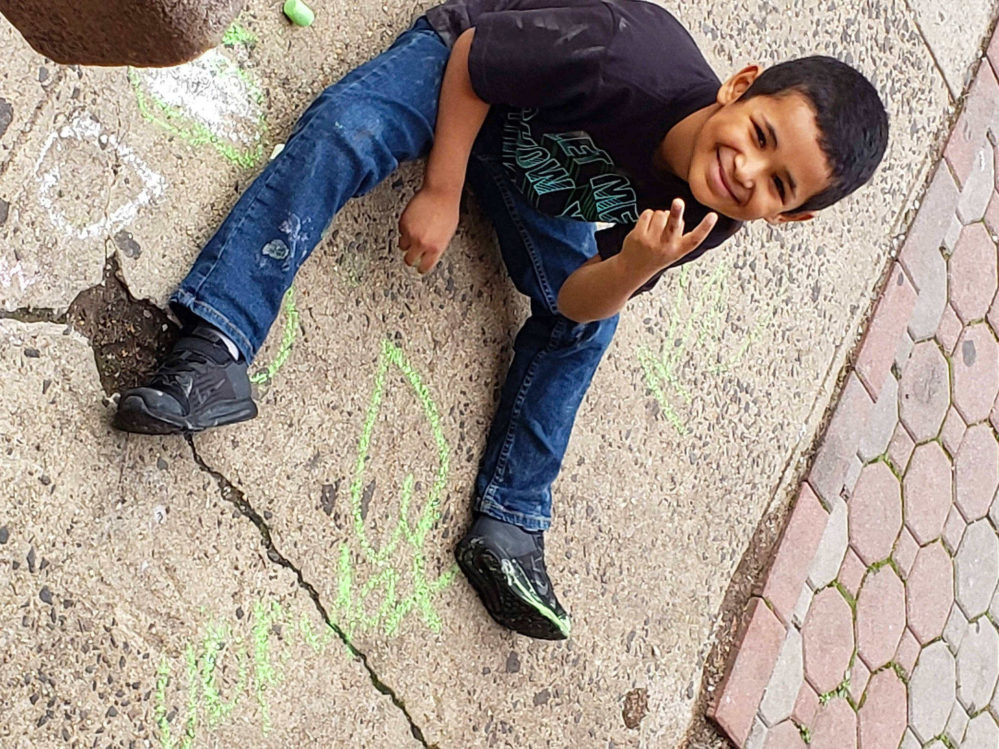 Jordan joined the competition — help win amazing prizes! cool, denim, footwear, fun, jeans, joy, leg, person, shoe, smile, soil