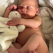 Gray joined the competition — help win amazing prizes! baby, newborn, sleeping, infant, stuffed_animal, blanket, soft, cozy, cute, resting, peaceful, skin, fingers, toes, diaper, bed, comfort, child, portrait, tender