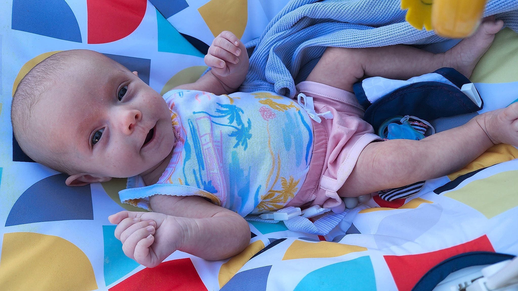 Paizlynn joined the competition — help win amazing prizes! arm, azure, baby, baby_products, baby_toddler_clothing, blue, cheek, child, comfort, finger, fun, happy, person, product, skin, smile, summer, textile, toddler, white