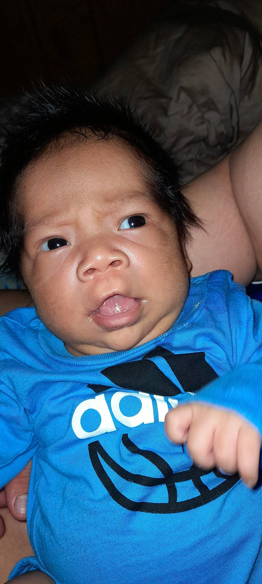 Everson is registered to the contest to win money with this photo: baby, black_hair, cheek, child, chin, close_up, eye, eyebrow, face, facial_expression, forehead, head, iris, lip, mouth, nose, person, skin, smile, toddler