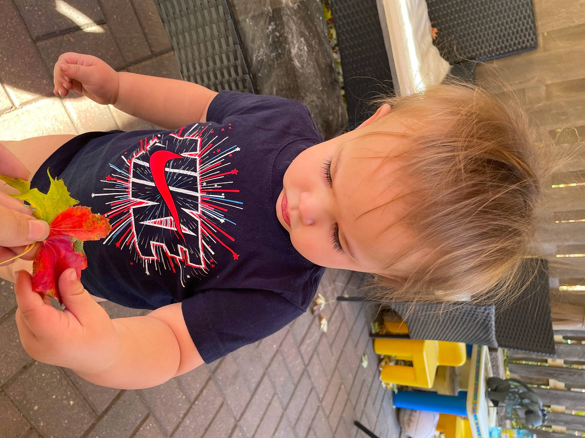 Kenzo joined the competition — help win amazing prizes! carmine, child, flower, fun, human_leg, orange, peach, person, petal, plant, sitting, t_shirt, thigh, toddler, wrist