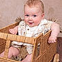 Frankie joined the competition — help win amazing prizes! baby, child, wicker_basket, blue_eyes, smiling, cute, infant, clothing, shorts, shirt, wooden_floor, background, portrait, sitting, happy, face, hand, indoor, toy, wheels