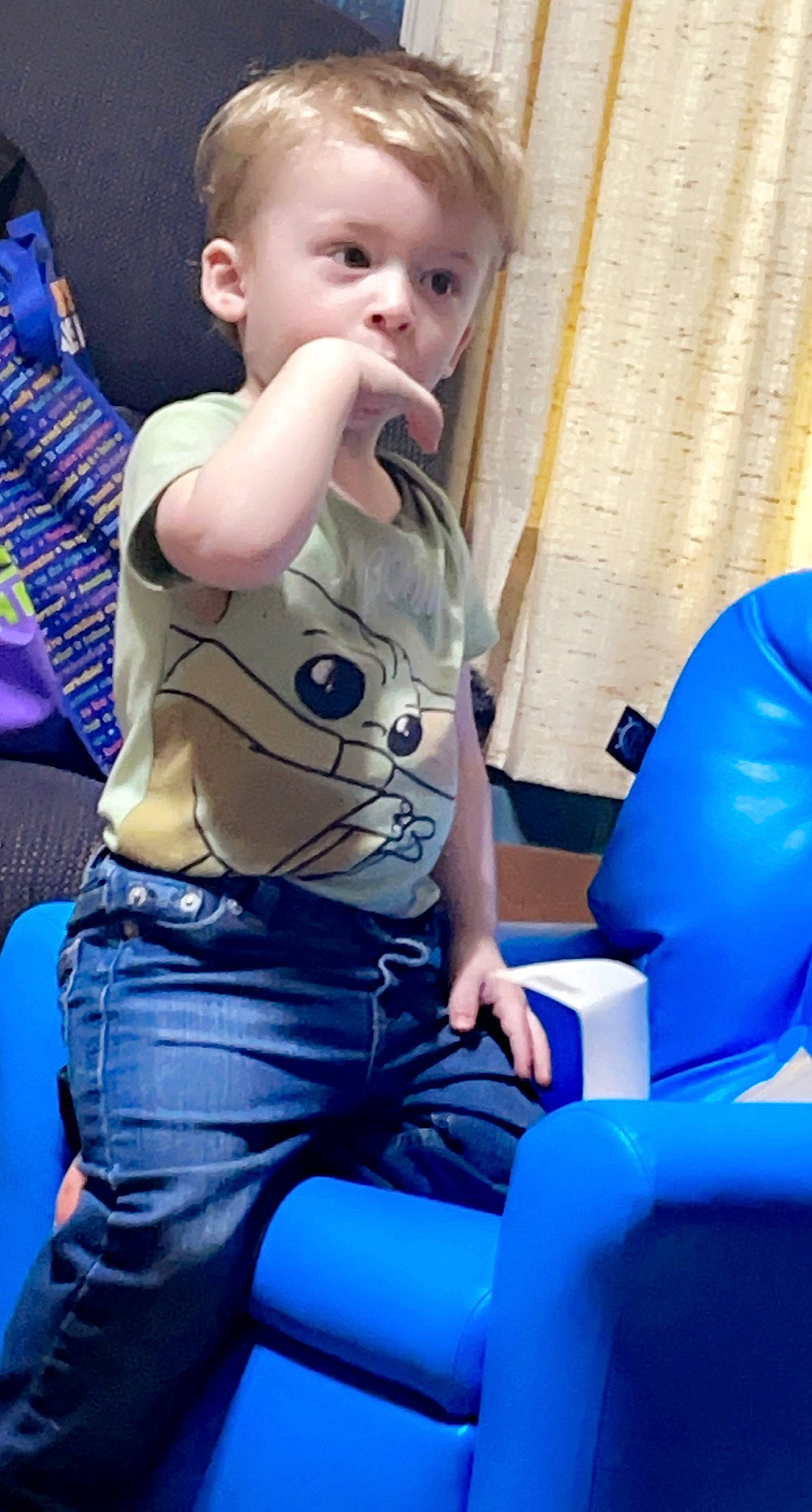 Alistair joined the competition — help win amazing prizes! abdomen, baby, blue, chair, chest, child, comfort, elbow, electric_blue, human_leg, knee, lap, leisure, person, sitting, snapshot, t_shirt, thigh, toddler, trunk