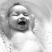 Aria joined the competition — help win amazing prizes! baby, bath, bubbles, smiling, infant, water, foam, tub, happy, child, skin, head, arms, cute, closeup, washing, relaxing, black_and_white, portrait, young