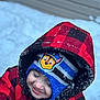 Mylin is registered to the contest to win money with this photo: blue_hat, cartoon_character, cheerful, child, closeup, cold_weather, face, frost, happy, hat, hood, outdoor, playful, red_jacket, smiling, snow, snowflakes, winter, winter_clothing, young_child