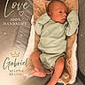 baby, newborn, infant, child, onesie, cushion, chair, face, feet, hands, sleepwear, cute, portrait, indoor, love, text_overlay, resting, cozy, soft_lighting, toddler