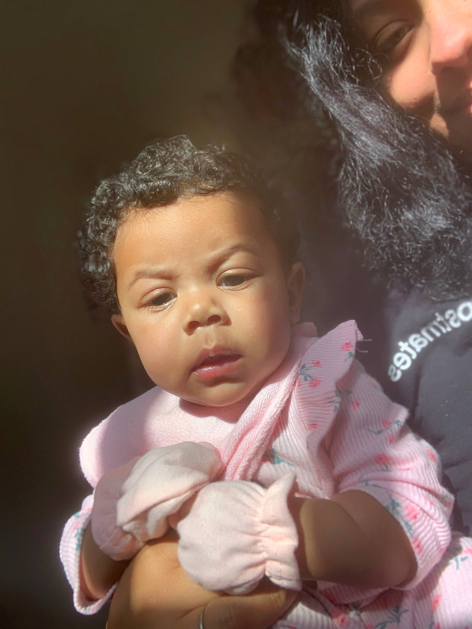 Kayhlani is registered to the contest to win money with this photo: arm, baby_toddler_clothing, black_hair, cheek, eye, eyebrow, eyelash, flash_photography, fun, gesture, hand, happy, human_body, interaction, iris, lip, mouth, nose, person, skin