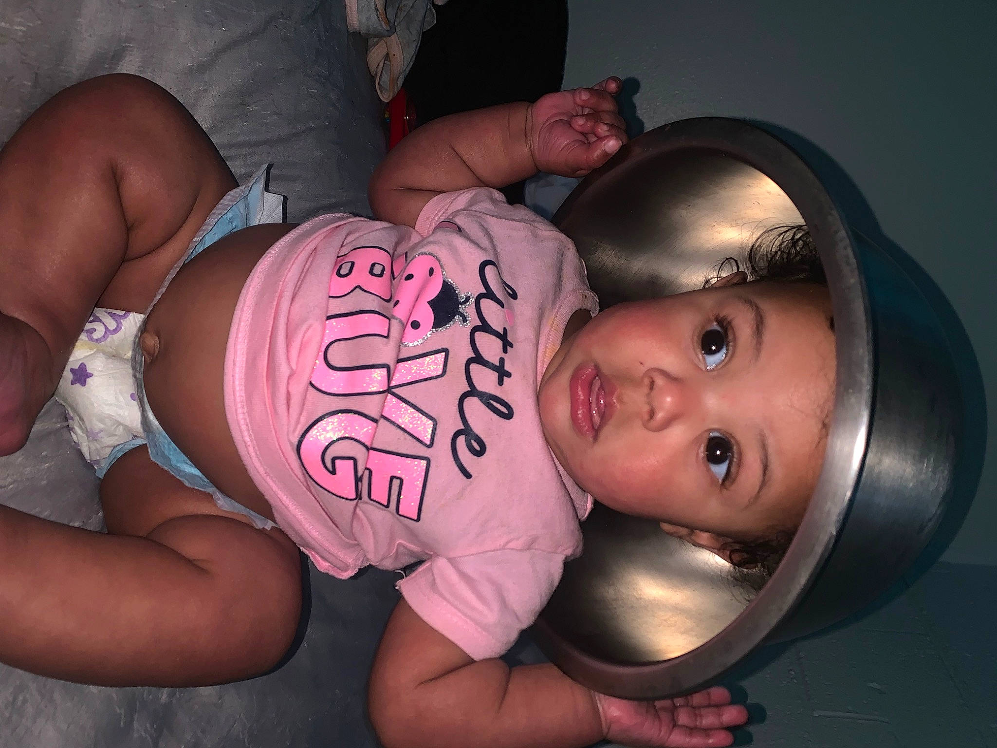 Kayhlani is registered to the contest to win money with this photo: baby, baby_toddler_clothing, cheek, cool, eye, face, facial_expression, finger, flash_photography, hairstyle, headgear, headwear, human_body, mouth, muscle, organ, person, pink, skin, stomach