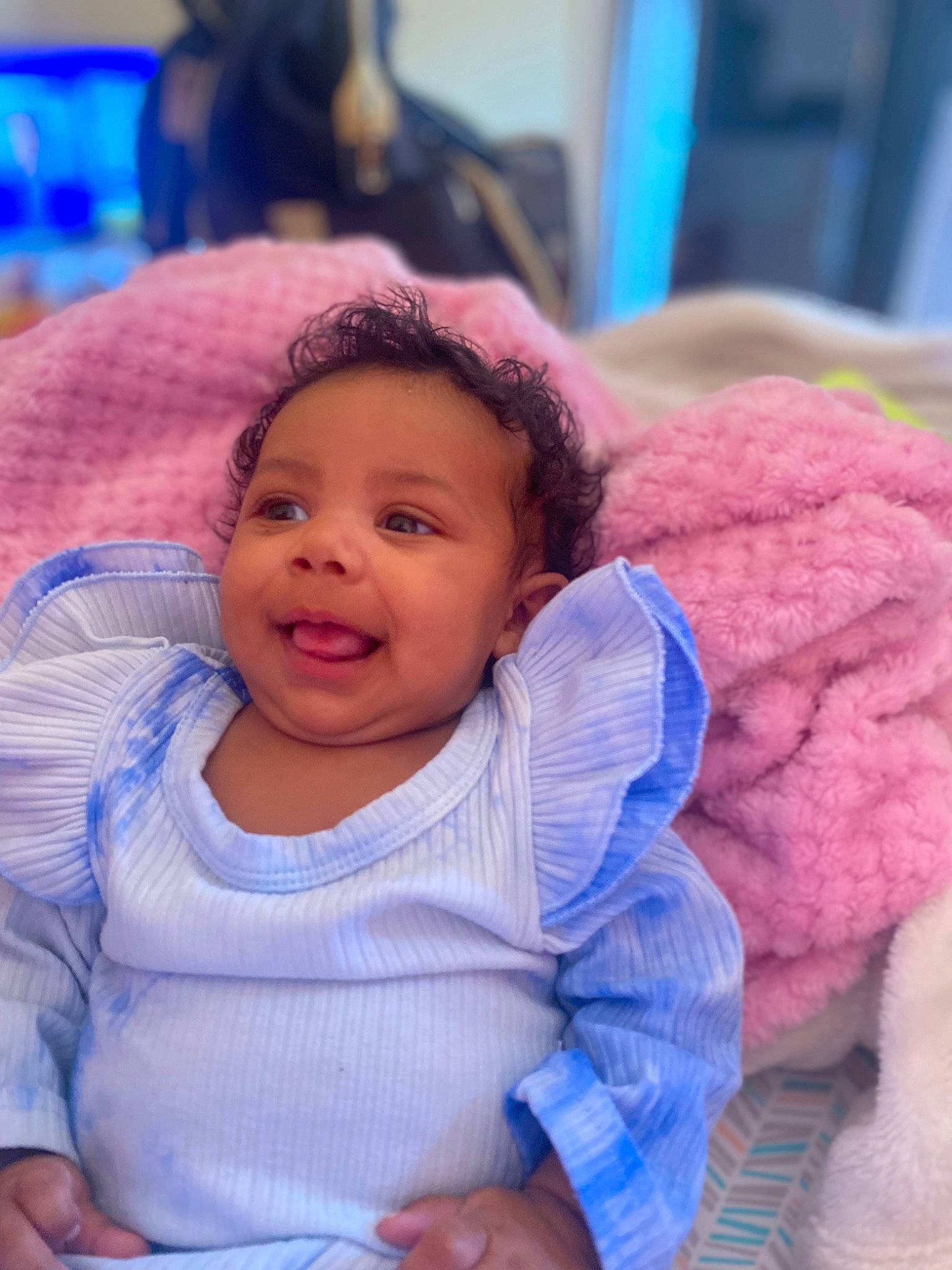 Kayhlani joined the competition — help win amazing prizes! arm, blue, cheek, chin, ear, eye, eyebrow, face, hair, happy, human_body, iris, lip, mouth, nose, person, pink, purple, skin, smile