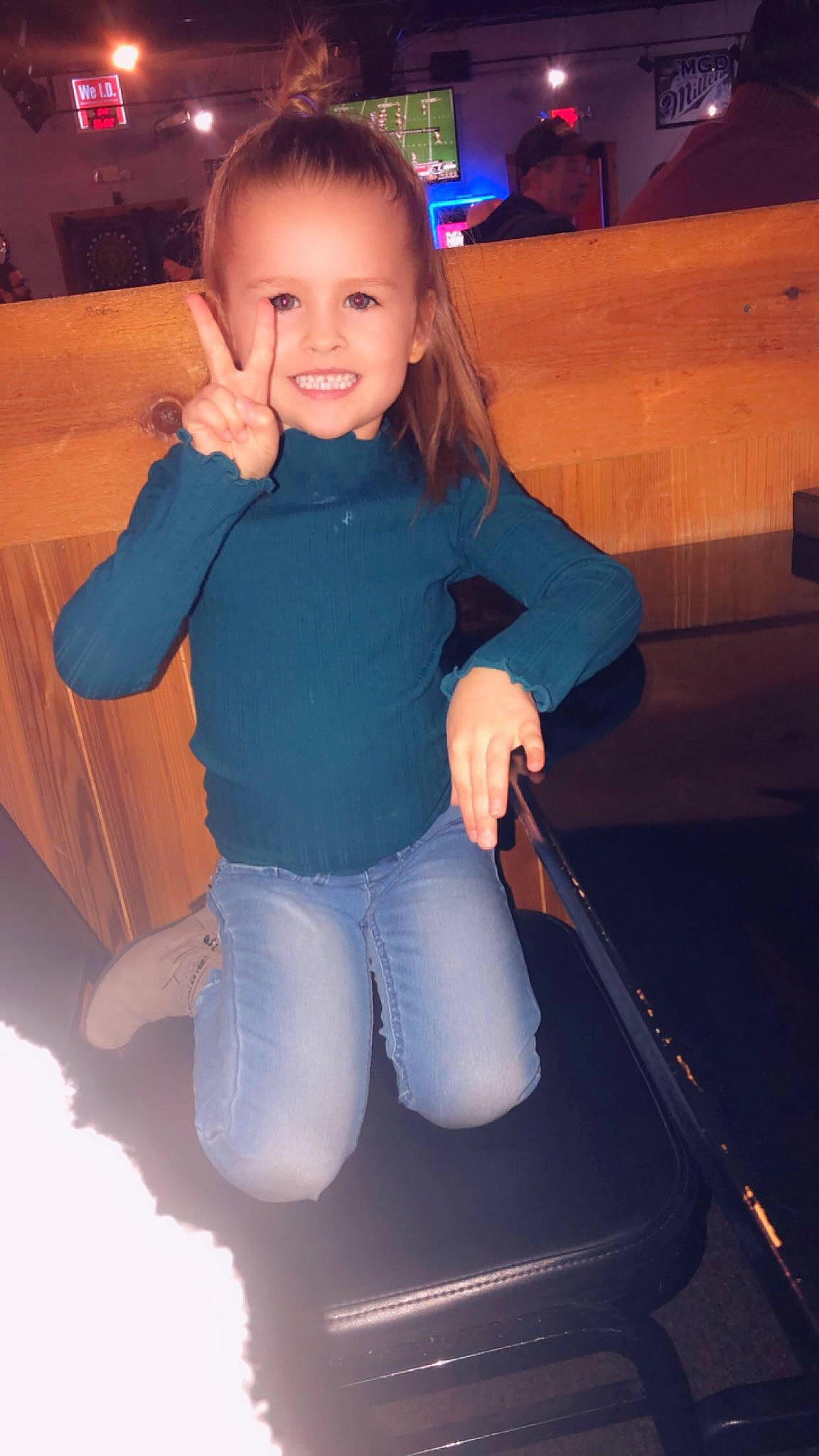 Talayah joined the competition — help win amazing prizes! arm, child, child_model, fun, jeans, joy, leg, outerwear, person, shoulder, smile, sportswear, standing, toddler