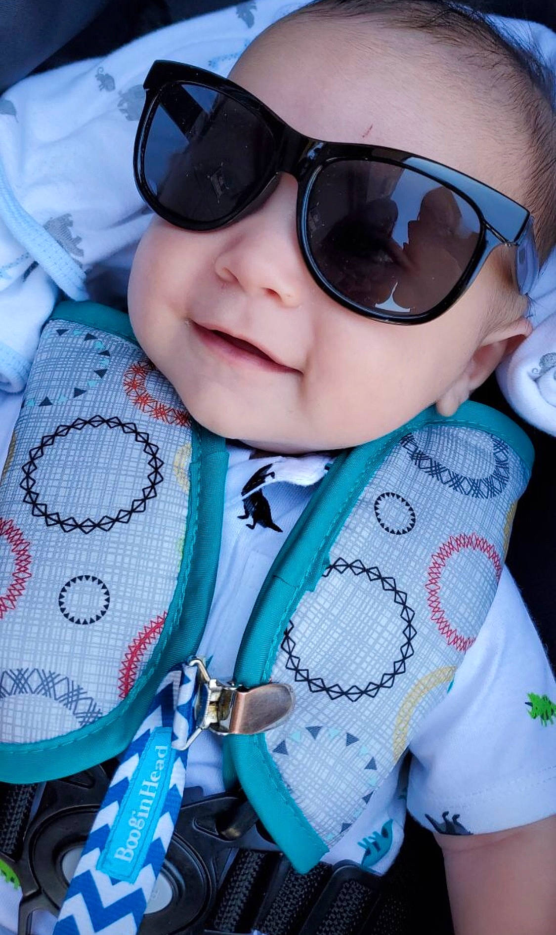 Kalvin is registered to the contest to win money with this photo: baby, cheek, child, cool, eyewear, fun, glasses, goggles, headwear, nose, outerwear, person, smile, sunglasses, toddler, turquoise, vision_care