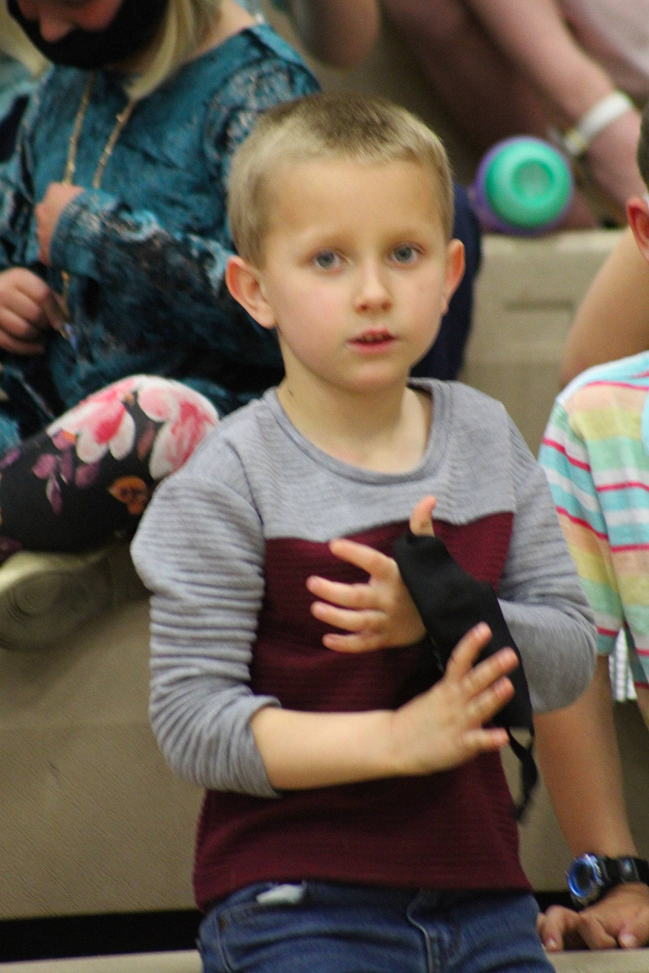 Jackson joined the competition — help win amazing prizes! belt, child, denim, event, finger, fun, hairstyle, happy, head, joint, leisure, party, person, recreation, shoulder, sitting, skin, t_shirt, thumb, toddler