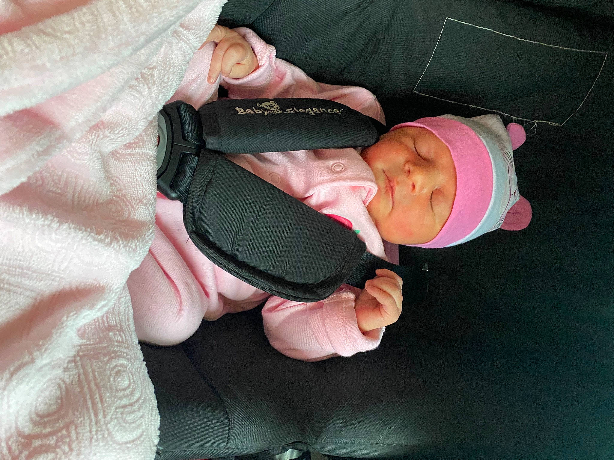 Daria is registered to the contest to win money with this photo: arm, baby, baby_carriage, baby_products, birth, child, comfort, finger, hand, headwear, person, pink, product, thumb, toddler