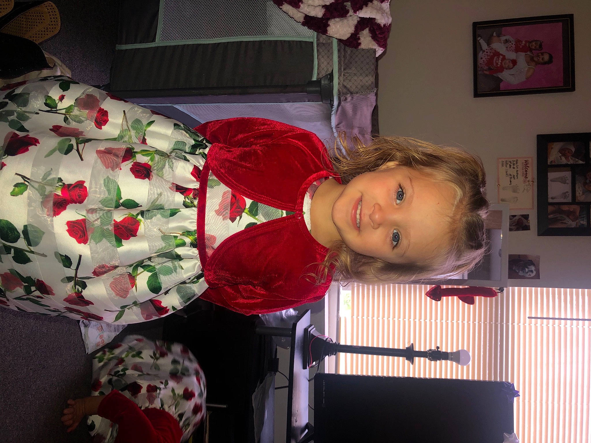 Evangeline joined the competition — help win amazing prizes! baby_toddler_clothing, christmas, joy, person, picture_frame, under_exposed