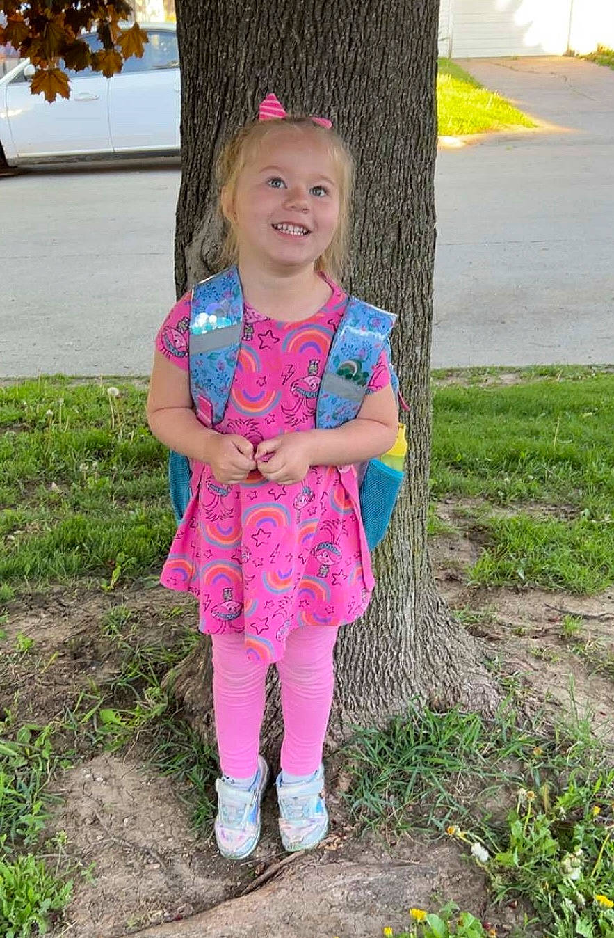 Everly joined the competition — help win amazing prizes! child, clothing, costume, dress, face, female, footwear, girl, grass, head, nature, outdoors, park, person, photography, plant, portrait, purple, sandal, tree