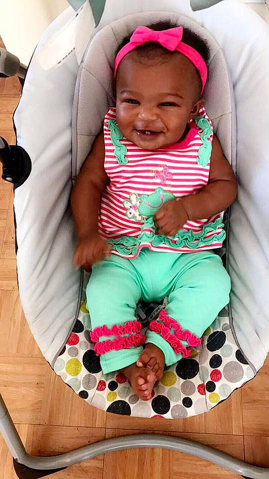 Kamiya is registered to the contest to win money with this photo: baby_carriage, baby_products, child, day, fun, girl, infant, joy, person, pink, play, product, sitting, skin, smile, textile, toddler, toy