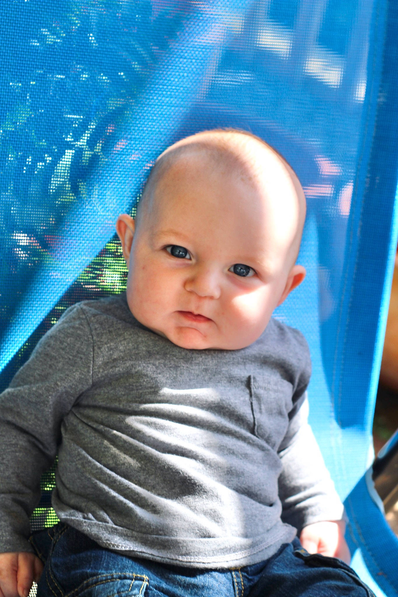 Hudson joined the competition — help win amazing prizes! azure, baby, baby_toddler_clothing, blue, cheek, child, cool, denim, electric_blue, flash_photography, fun, happy, human_body, jeans, leisure, person, sitting, skin, smile, t_shirt
