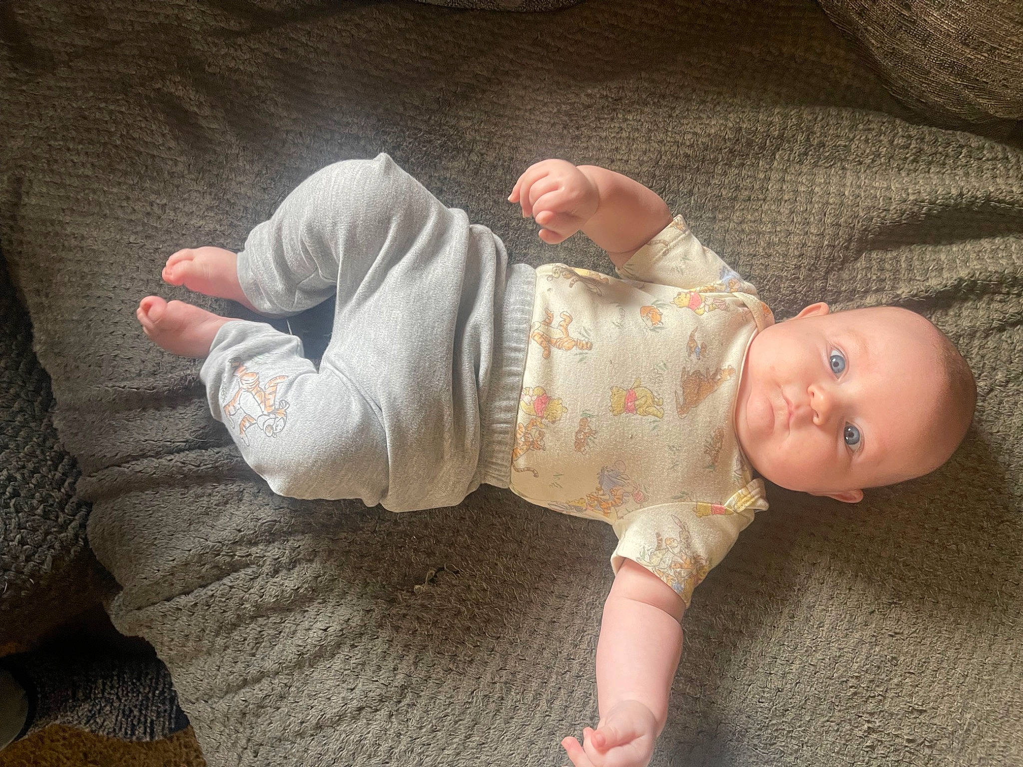 Hudson joined the competition — help win amazing prizes! arm, baby, baby_sleeping, baby_toddler_clothing, cheek, child, comfort, eye, finger, foot, hand, human_body, human_leg, linens, person, sitting, skin, sleeve, sock, toddler