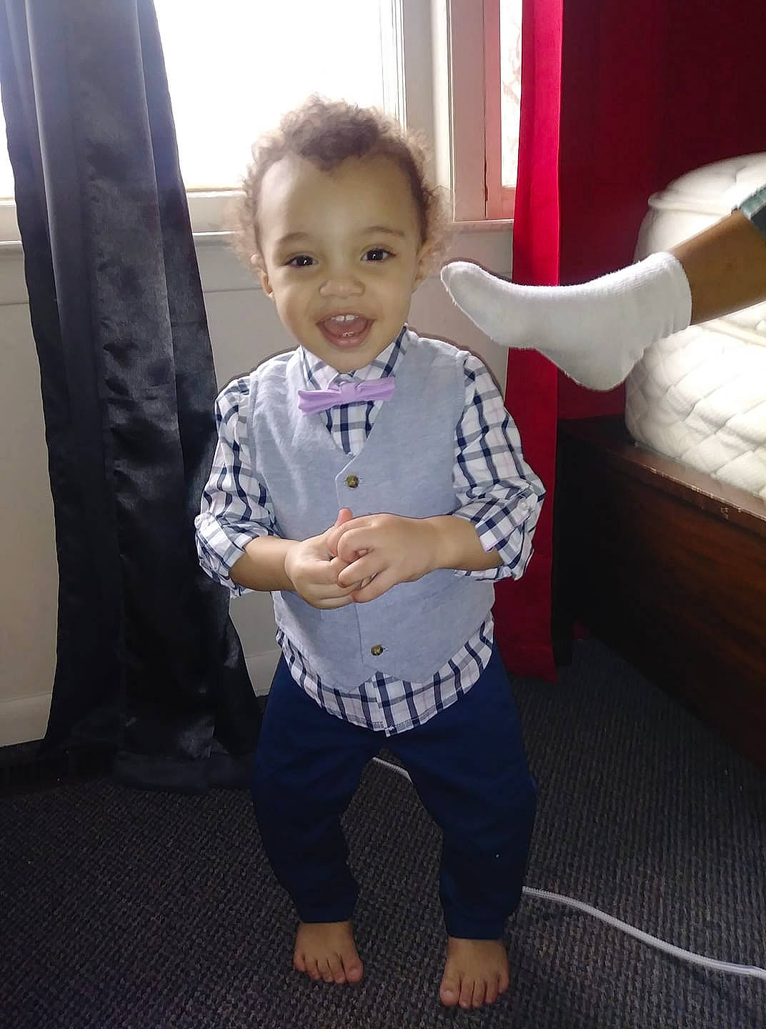 Xander joined the competition — help win amazing prizes! arm, cheek, child, finger, joint, joy, person, shoulder, standing, toddler