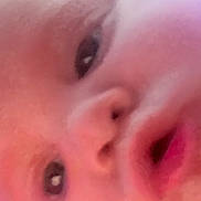 Genesis joined the competition — help win amazing prizes! baby, face, close_up, eyes, nose, mouth, skin, expression, infant, child, portrait, cute, soft_lighting, pink_tone, blurry, pixelated, young, human, person, indoor