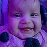 Genesis joined the competition — help win amazing prizes! baby, smile, close_up, purple_lighting, infant, face, child, cute, pink_clothing, pom_poms, happy, portrait, indoors, young_child, cheerful, joy, skin, head, expression, person