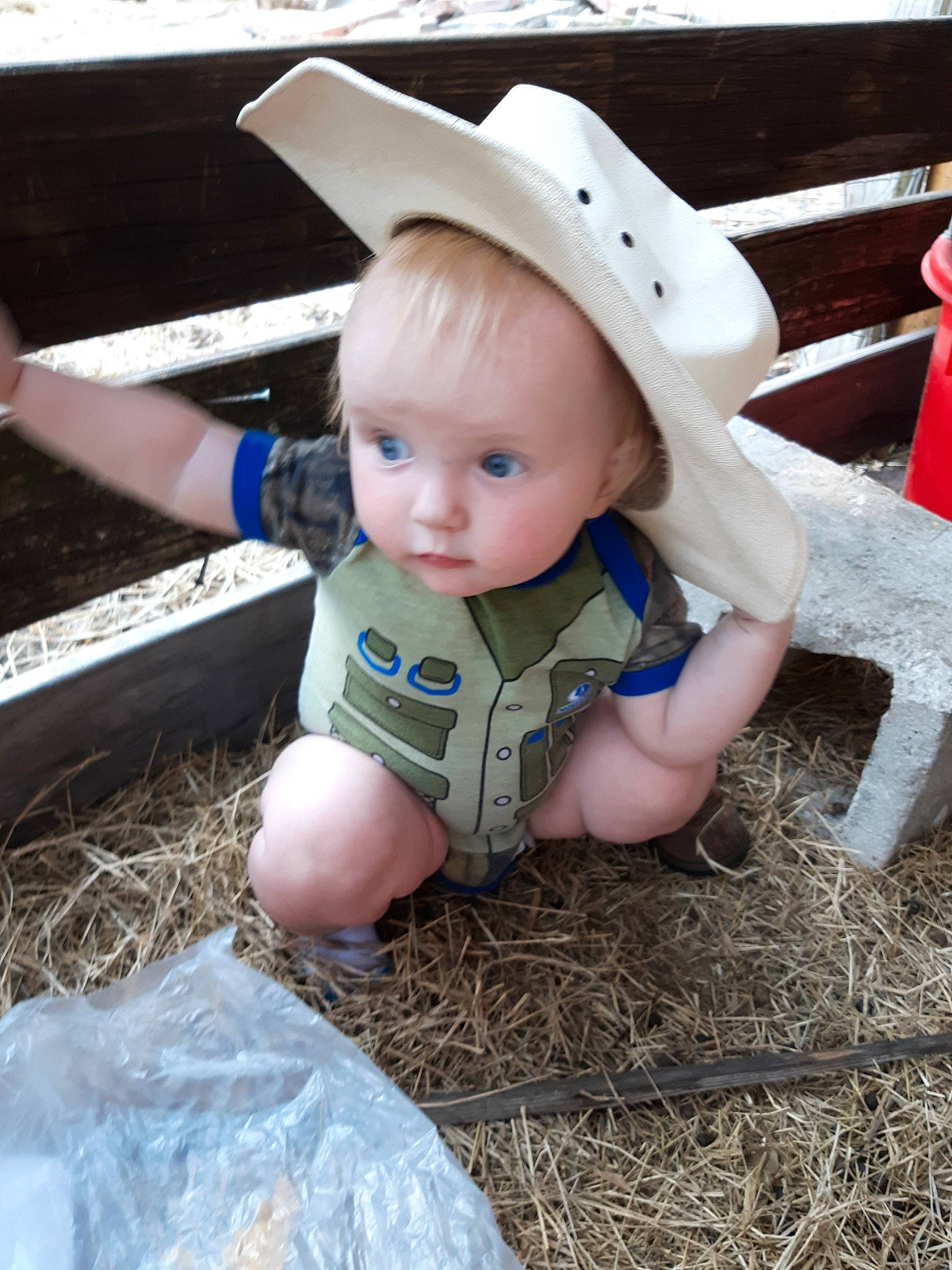 Dustin joined the competition — help win amazing prizes! baby, child, hat, headgear, person, skin, smile, sun_hat, toddler