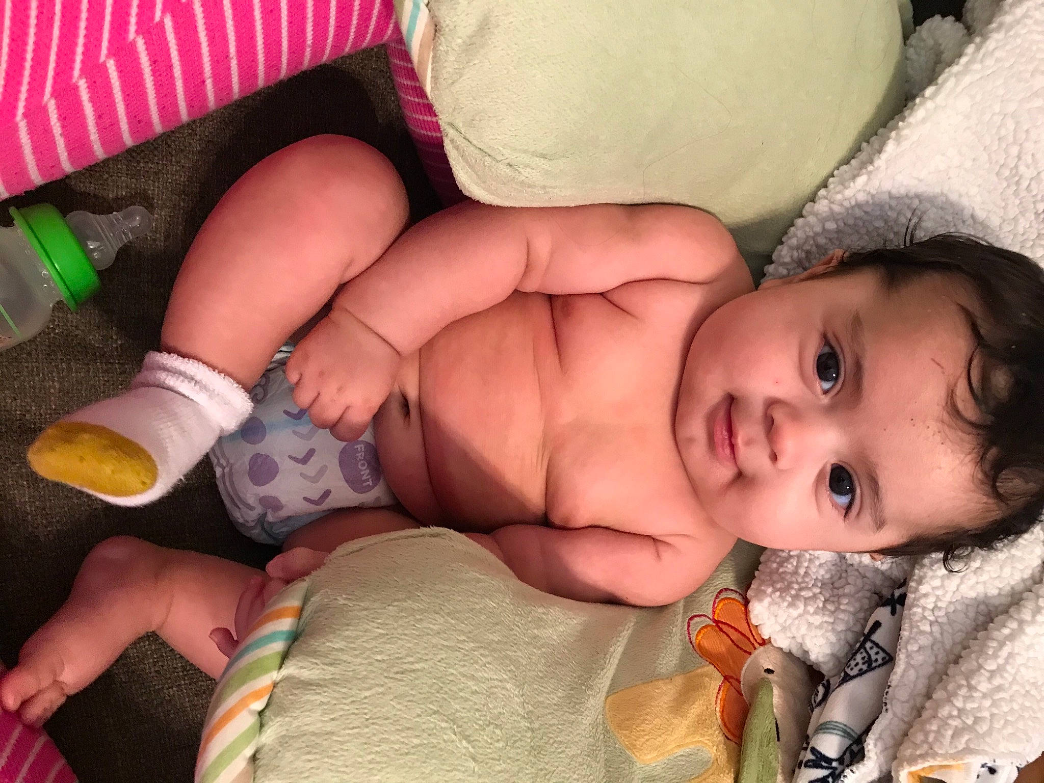 Luciano joined the competition — help win amazing prizes! arm, baby, cheek, comfort, eye, face, facial_expression, finger, hand, head, human, human_body, joint, knee, mouth, nose, person, product, skin, textile