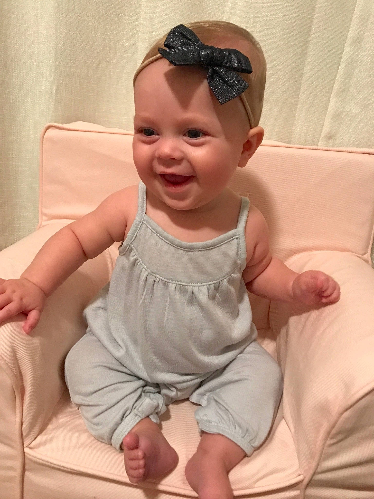 Betty joined the competition — help win amazing prizes! arm, baby, baby_toddler_clothing, cheek, child, ear, forehead, hair_accessory, head, headband, headgear, leg, nose, person, sitting, skin, smile, toddler