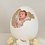 baby, egg, eggshell, chick, chicks, lace, newborn, cute, pastel_colors, decorative_eggs, fluffy, yellow, portrait, studio, adorable, costume, infant, props, spring, celebration