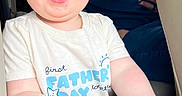 Kai joined the competition — help win amazing prizes! armrest, baby, beard, blue, candid, car, casual, child, family, happy, indoor, infant, man, person, portrait, seat, smiling, text, tshirt, white