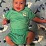 Thiago joined the competition — help win amazing prizes! baby, smiling, infant, green_clothing, blanket, shark_pattern, anchors, lying_down, happy, cute, socks, soft_texture, child, portrait, indoors, playful, young_child, face, feet, casual