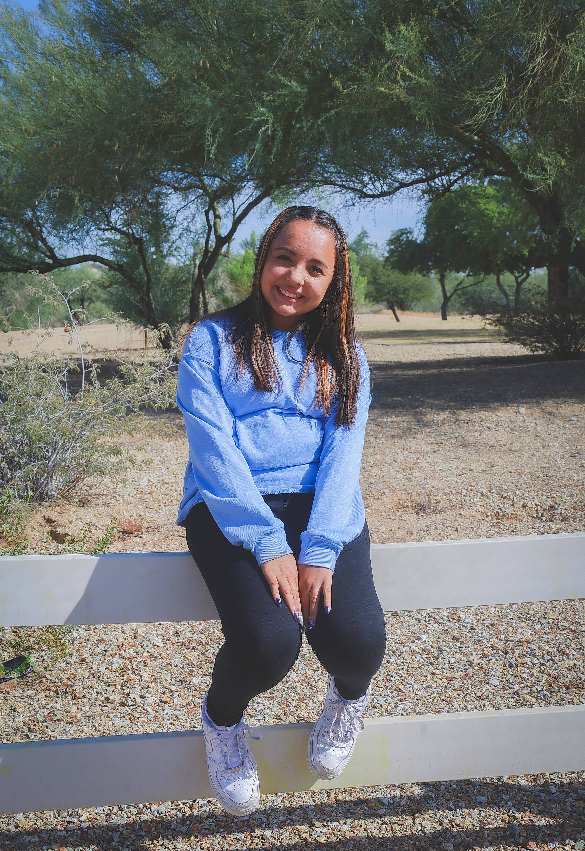 Savannah is registered to the contest to win money with this photo: blazer, denim, electric_blue, flash_photography, grass, hairstyle, happy, joy, knee, leg, leisure, people_in_nature, person, plant, sleeve, smile, sportswear, street_fashion, thigh, tree