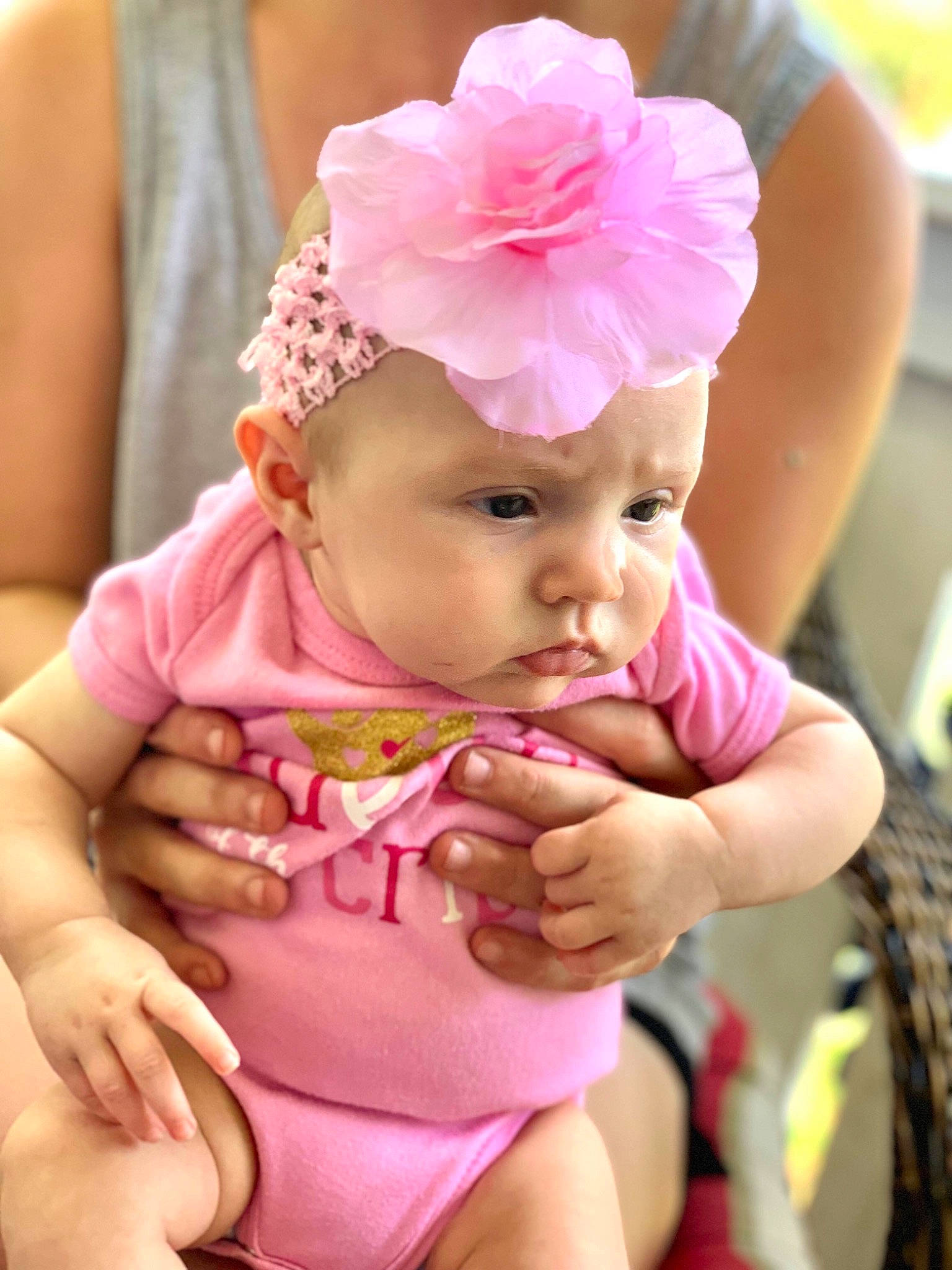 Kenzlee joined the competition — help win amazing prizes! baby, baby_products, baby_toddler_clothing, cheek, child, fashion_accessory, finger, hair_accessory, hand, headband, headgear, nail, person, pink, product, skin, toddler