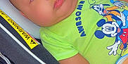Dominic joined the competition — help win amazing prizes! baby, car_seat, child, closeup, comfort, cute, disney_characters, donald_duck, expressionless, face, furniture, goofy, green_shirt, heart_emoji, indoors, infant, mickey_mouse, plush, seatbelt_warning, soft_skin