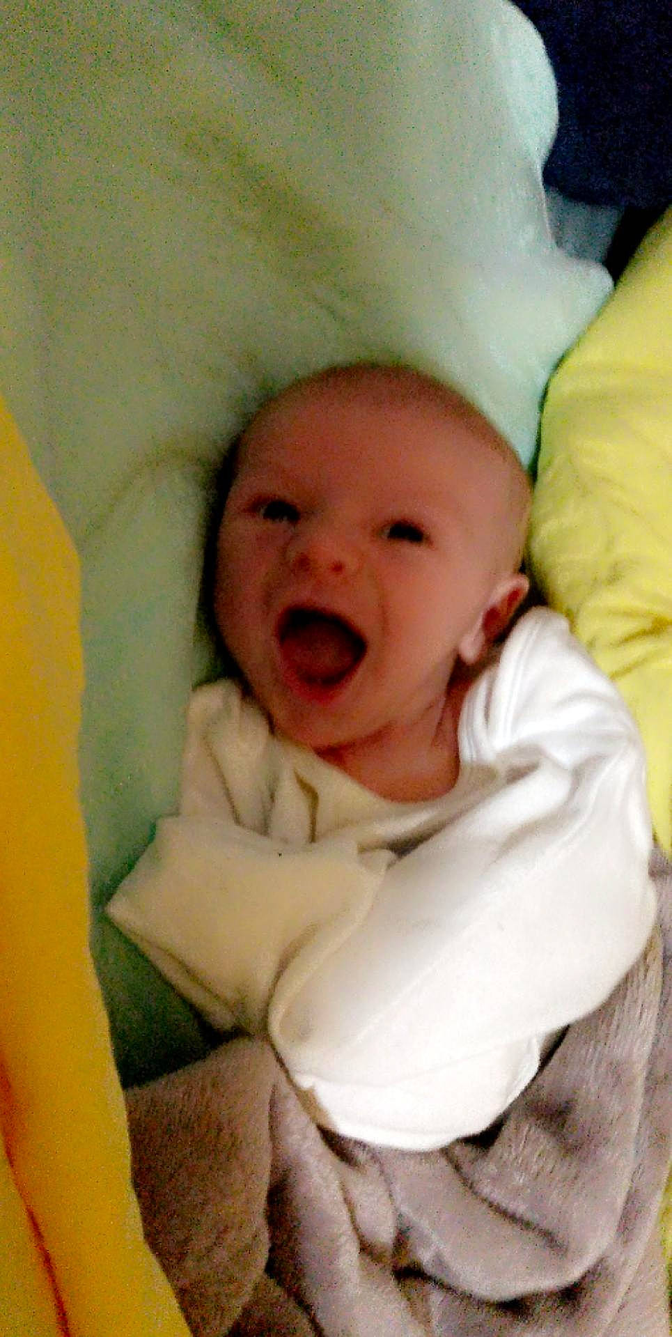 Aiden joined the competition — help win amazing prizes! baby, baby_making_funny_faces, baby_sleeping, baby_toddler_clothing, cheek, child, chin, comfort, fun, happy, laugh, linens, person, portrait_photography, room, sleeve, smile, textile, toddler, yawn