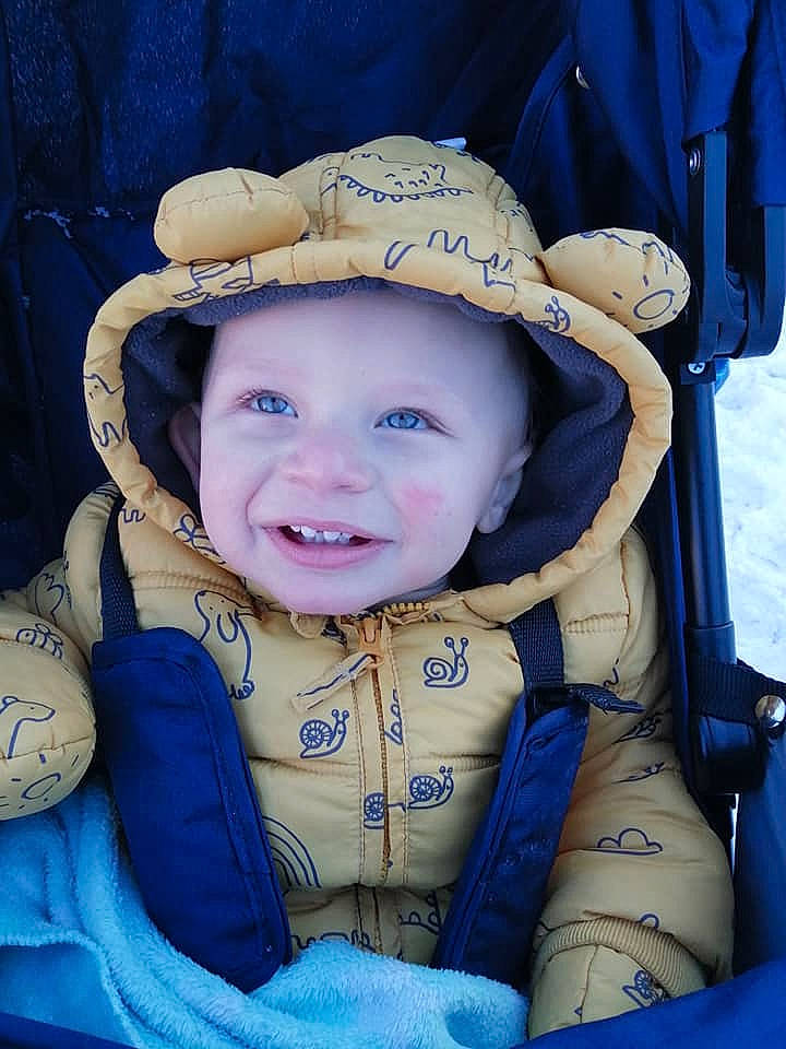 Graysen is registered to the contest to win money with this photo: azure, baby, baby_toddler_clothing, blue, cap, cheek, child, electric_blue, eyebrow, flash_photography, fun, happy, hat, headwear, iris, joy, person, product, purple, skin