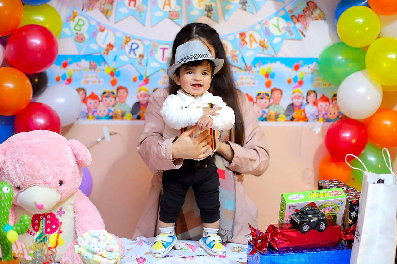 Muhammad joined the competition — help win amazing prizes! balloon, birthday_party, blurred, child, community, decoration, event, fun, happy, headwear, leisure, party_supply, people, person, pink, play, product, room, snapshot, stuffed_toy