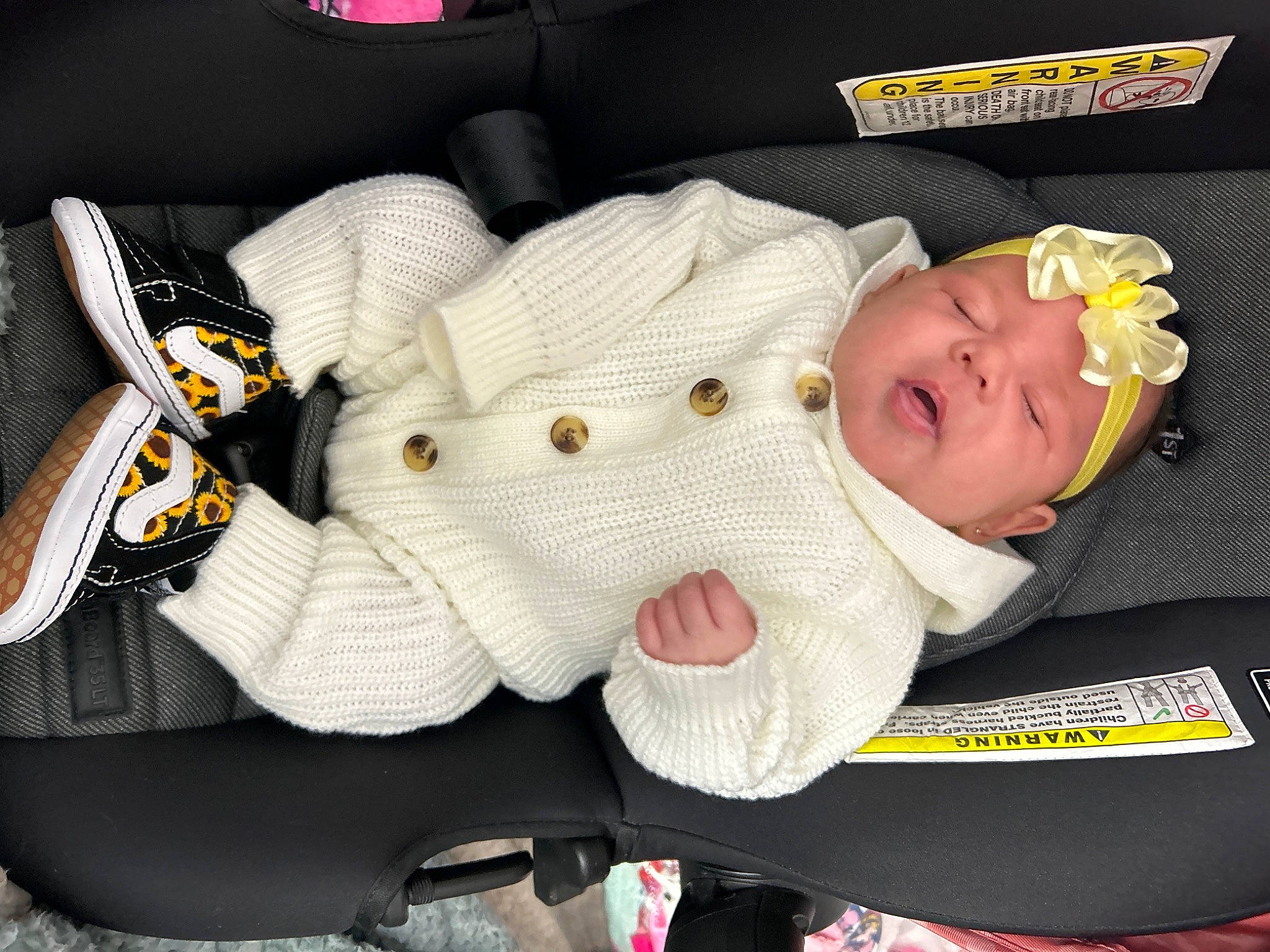 Yasely is registered to the contest to win money with this photo: auto_part, baby, baby_carriage, baby_in_car_seat, baby_products, baby_safety, baby_sleeping, baby_toddler_clothing, car_seat, carmine, cheek, child, comfort, finger, hand, headwear, human_leg, nail, person, personal_protective_equipment