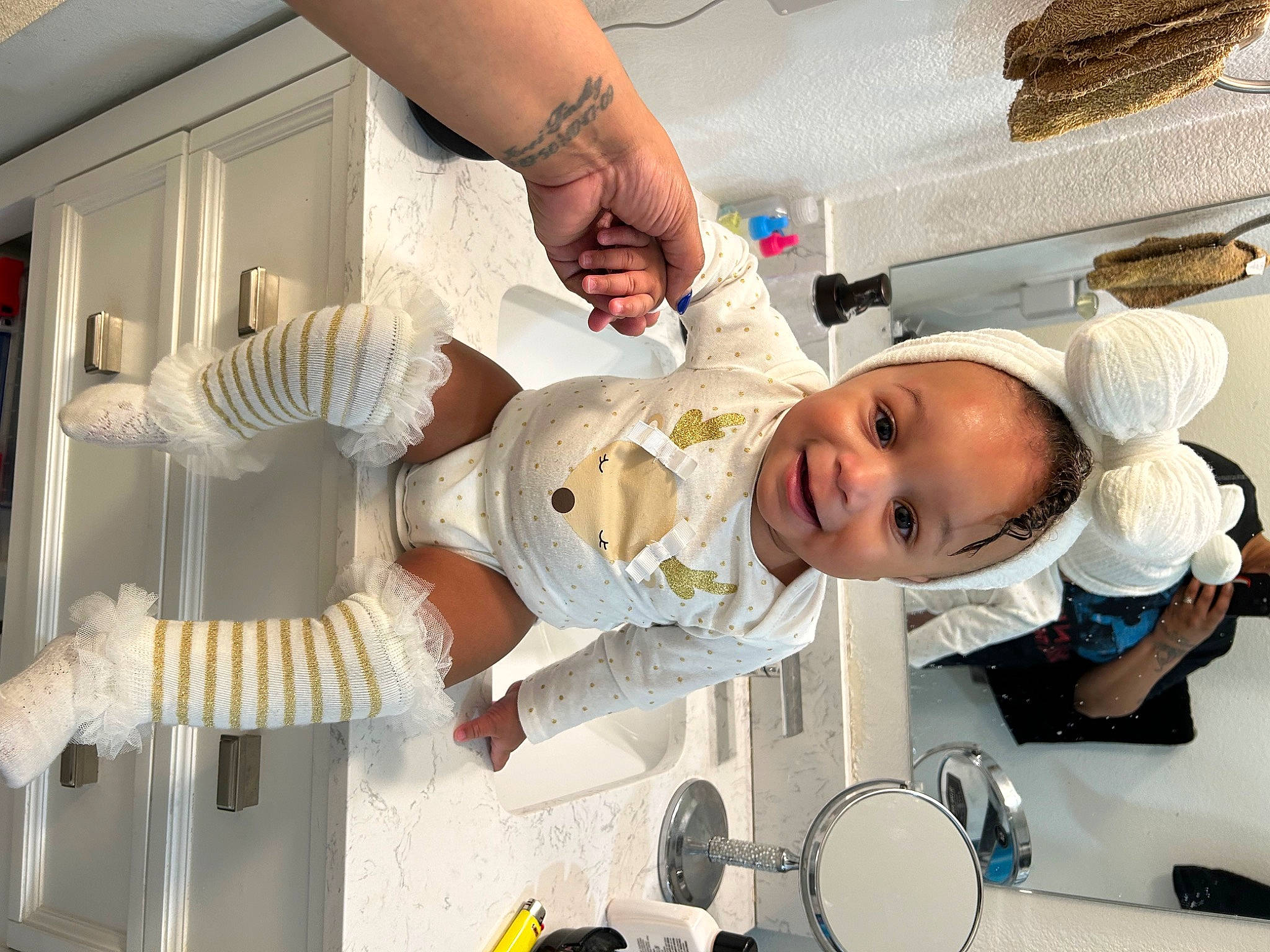 Ezekiah joined the competition — help win amazing prizes! baby, baby_products, child, comfort, cooking, drum, event, food, hat, health_care, hospital, medical_procedure, patient, person, room, service, smile, thumb, toddler, wrist