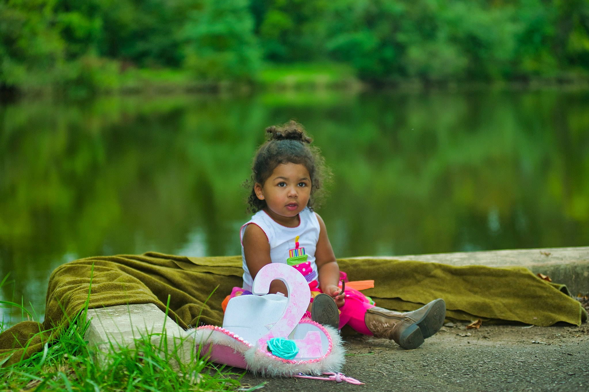 Sophia is registered to the contest to win money with this photo: beauty, child, fun, girl, grass, green, jungle, leaf, leisure, nature, person, photograph, photography, picnic, plant, play, sitting, tree, vacation, water