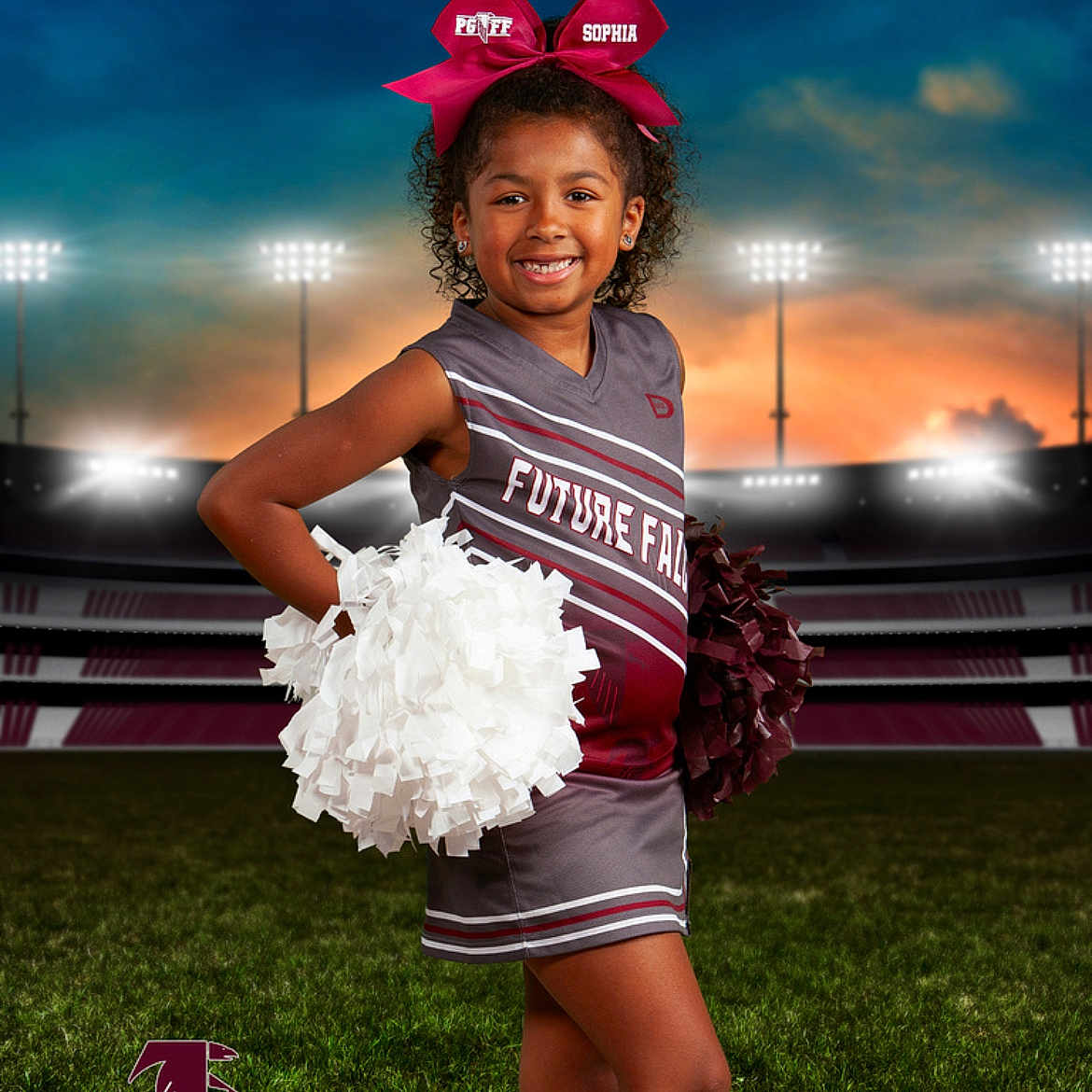 Sophia joined the competition — help win amazing prizes! cap, cheerleading, child, clothing, dress, face, female, flower, flowerarrangement, flowerbouquet, girl, grass, hat, head, person, photography, plant, portrait, shorts, skirt