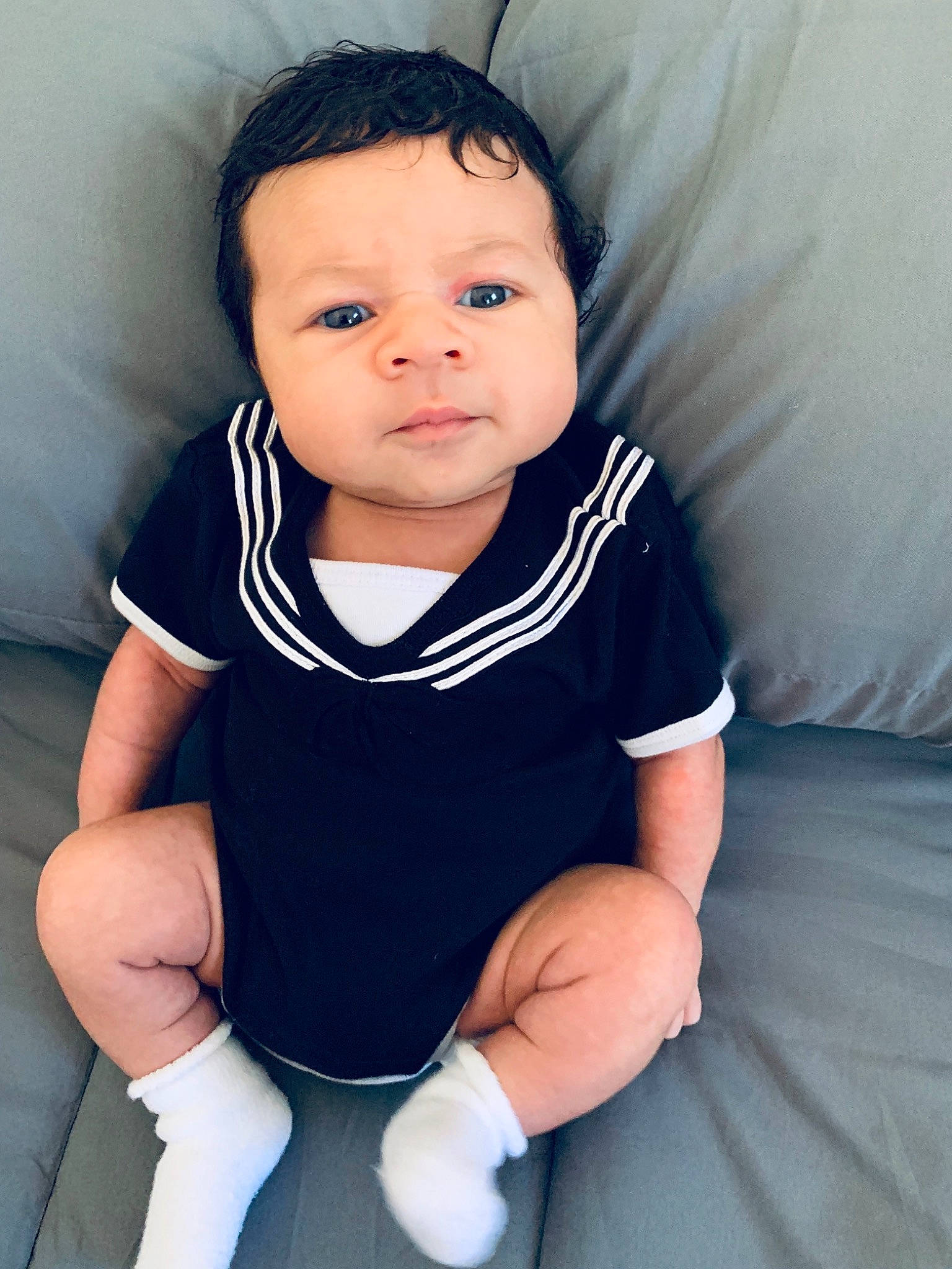 Harrison joined the competition — help win amazing prizes! arm, baby, baby_toddler_clothing, black_hair, cheek, child, chin, cool, face, head, leg, neck, nose, person, sitting, skin, sleeve, smile, t_shirt, toddler