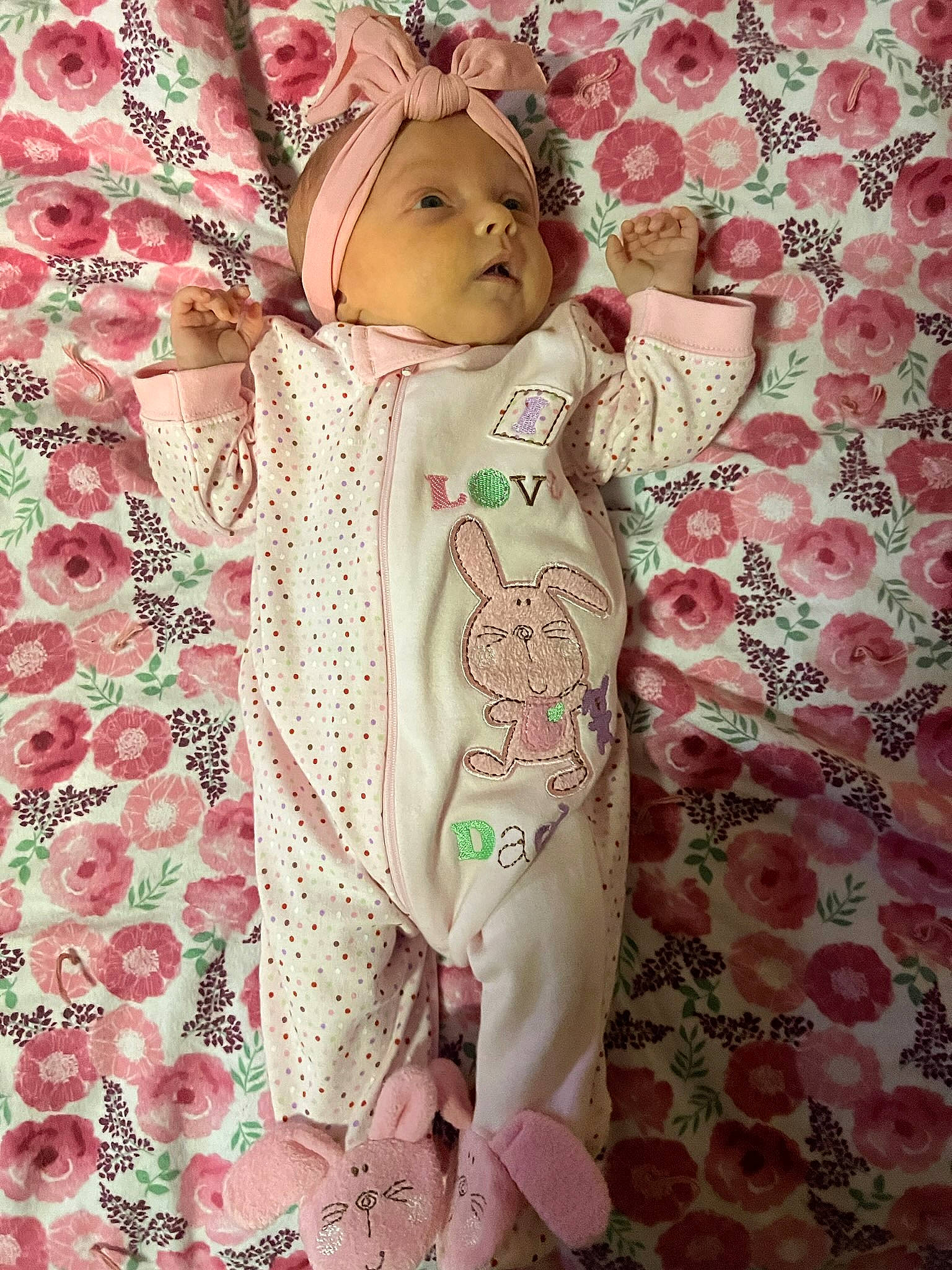 Noelle joined the competition — help win amazing prizes! baby, baby_toddler_clothing, child, collar, day_dress, dress, headwear, linens, magenta, nightwear, pattern, peach, person, petal, pink, plant, portrait_photography, sleeve, textile, toddler