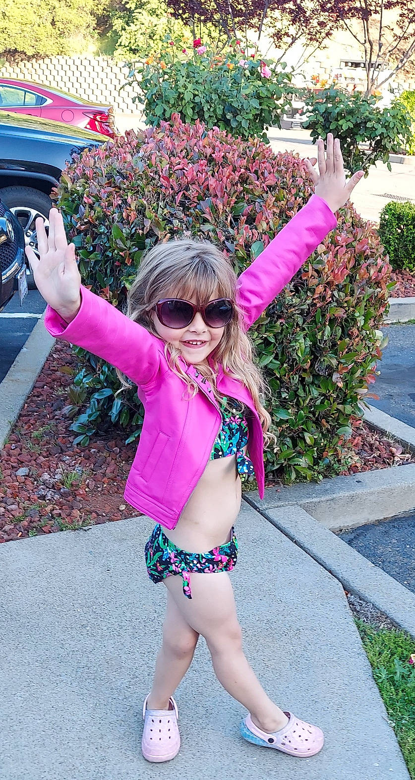 Seraphina joined the competition — help win amazing prizes! cool, eyewear, finger, glasses, goggles, joy, magenta, person, photograph, pink, plant, purple, sleeve, smile, street_fashion, sunglasses, textile, thigh, tire, vision_care