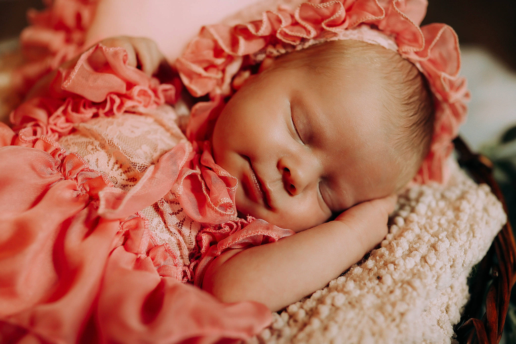 Madilynn joined the competition — help win amazing prizes! baby, baby_sleeping, baby_toddler_clothing, cheek, clothing, comfort, ear, eye, eyelash, face, facial_expression, happy, headgear, headpiece, iris, lip, person, pink, skin, textile