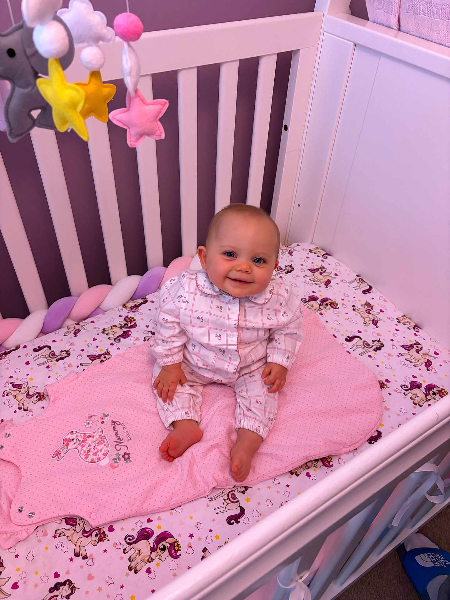 Raven-Athena joined the competition — help win amazing prizes! baby, crib, pajamas, unicorn, pink, smile, toy, stuffed_animal, plush, bedding, nursery, child, infant, bed, decor, happy, cute, sleepwear, room, toddler