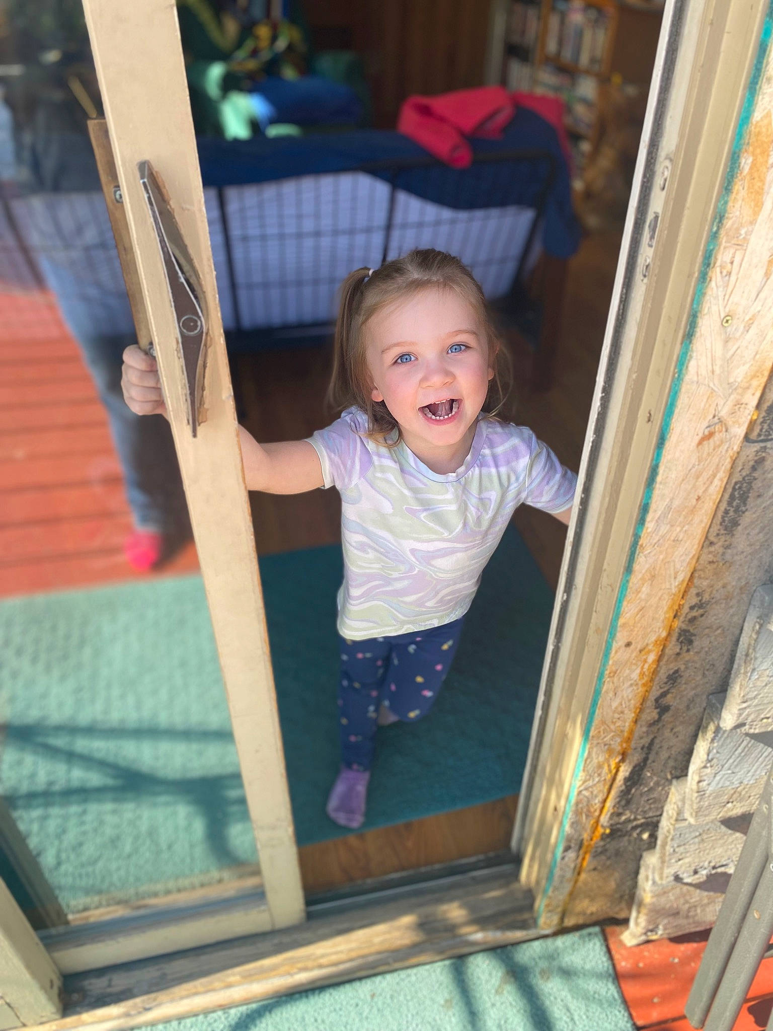 Aubree Hunt joined the competition — help win amazing prizes! child, facial_expression, flooring, fun, happy, hardwood, leisure, magenta, person, play, product, recreation, room, sitting, smile, standing, t_shirt, toddler, tree, vacation