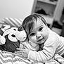 Lizéa a rejoint le concours — aidez-le/la à gagner de superbes lots ! baby, bed, blanket, child, clothing, comfort, cuddling, cute, expression, face, hand, indoor, monochrome, plush_toy, portrait, resting, sleeping_area, soft_lighting, toy, young_child