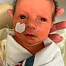 Colin is registered to the contest to win money with this photo: baby, blanket, care, closeup, cute, eyes, face, fragile, hair, hand, healthcare, hospital, infant, medical, nasal_tube, newborn, patient, skin, support, wrapped